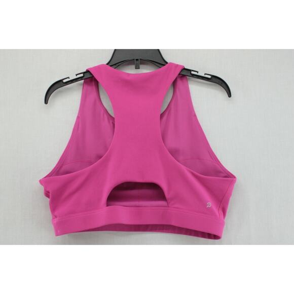 Peloton Racerback Tank Top Women's Large Hot Pink Crop Nylon Blend Stretch Logo - Picture 2 of 7